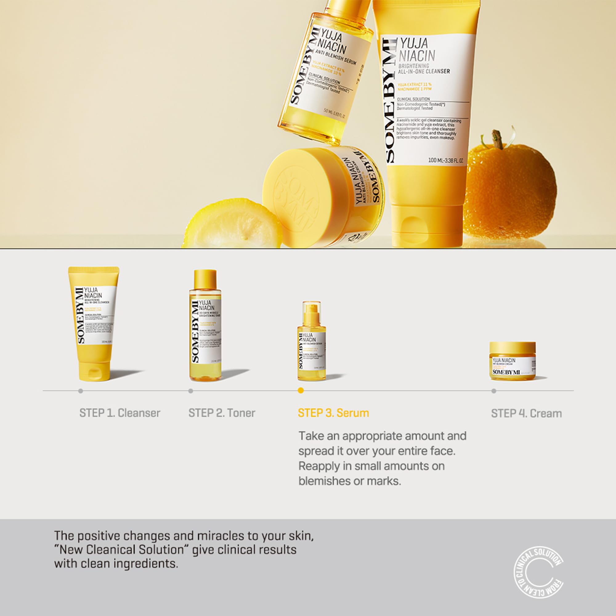 SOME BY MI Yuja Niacin Serum close-up label and benefits