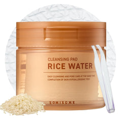 SOMISOME Rice Water Cleansing Pad makeup-remover-wipes for quick, hydrating cleanse.