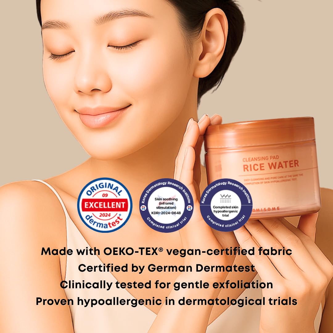 SOMISOME Twelve-layer cotton pads offer premium absorption and vegan, lint-free feel.