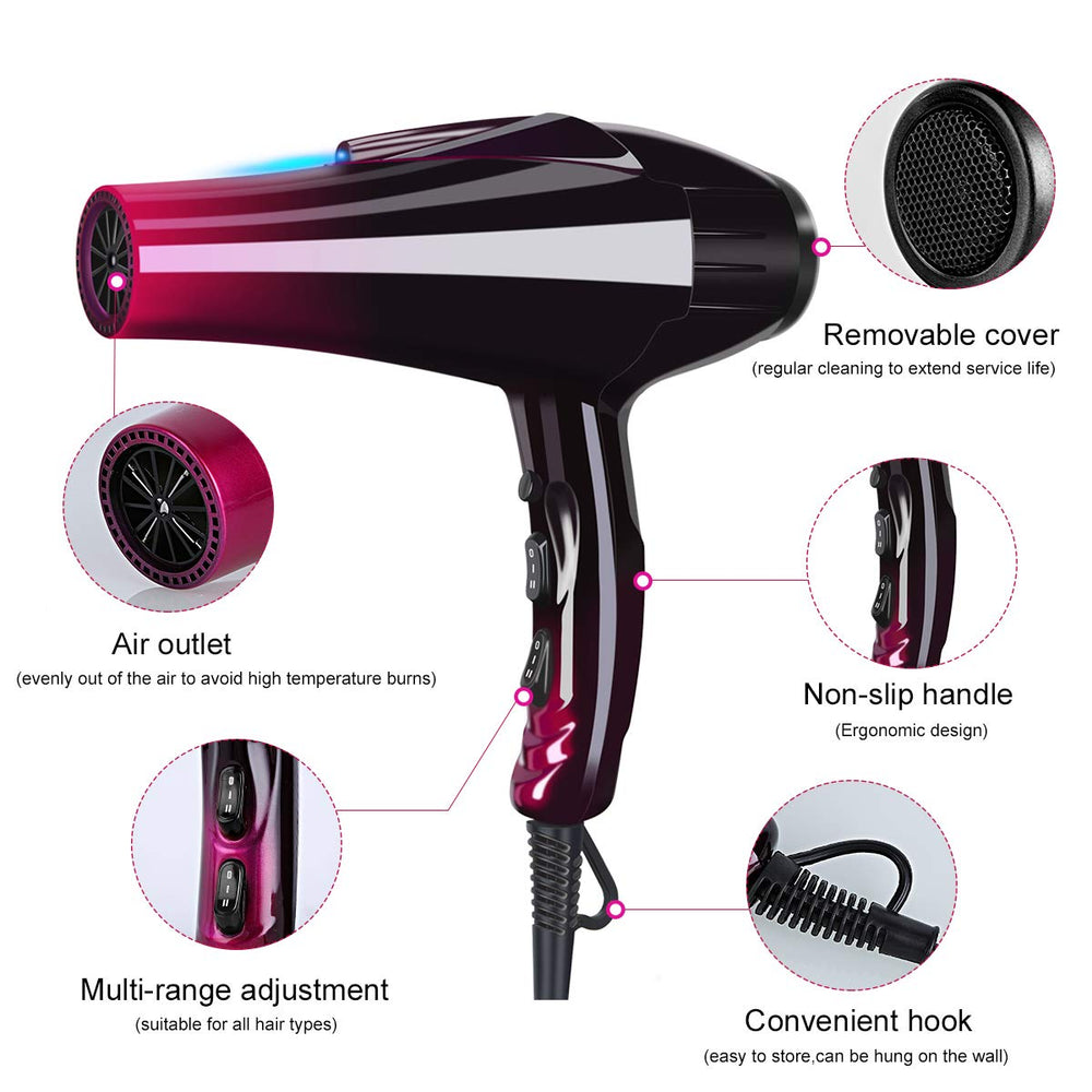 SOMOYA hair dryer demonstrating ionic technology for frizz reduction.
