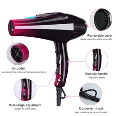 SOMOYA hair dryer demonstrating ionic technology for frizz reduction.