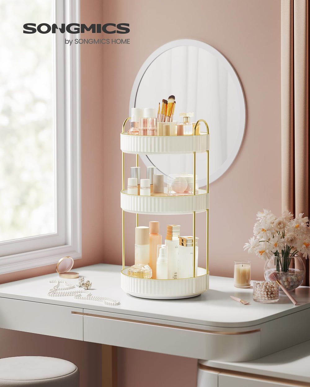 Songmics lazy Susan delivers 360-degree access for easy reach.