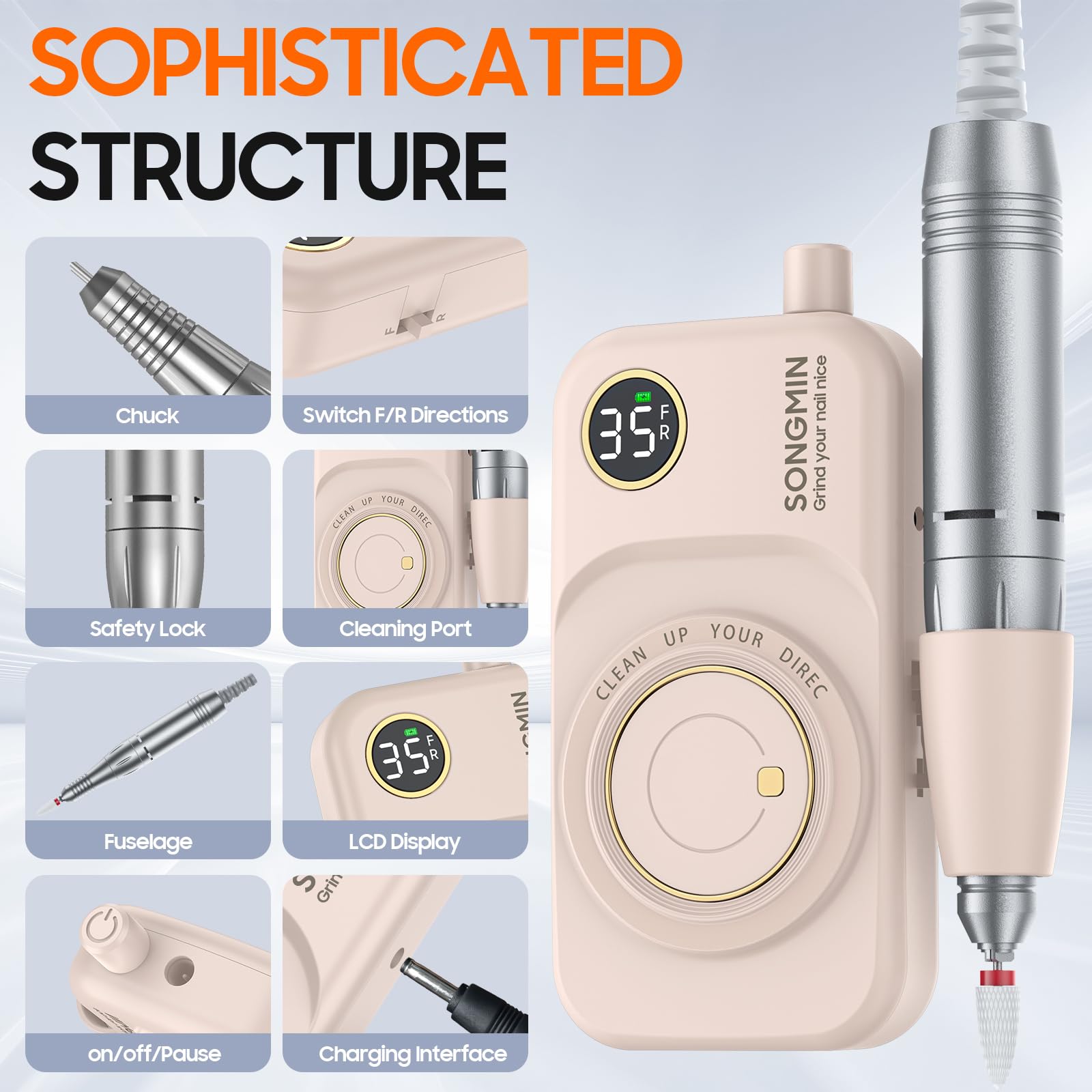 SONGMIN portable compact design fits in bags for mobile nail care