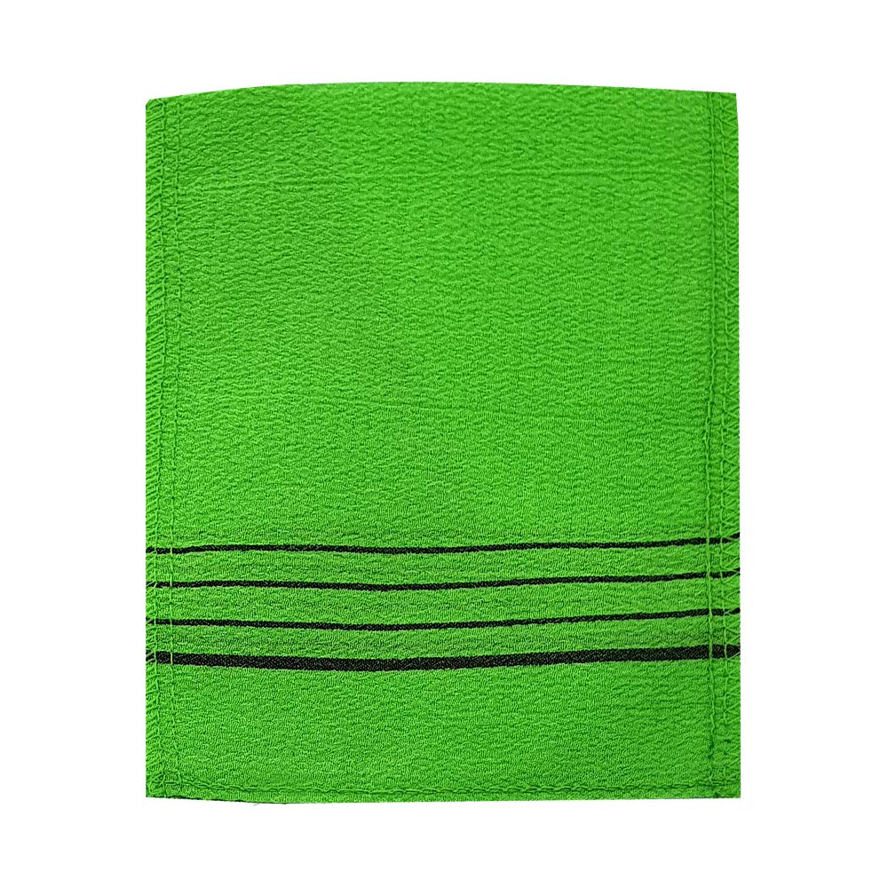 Songwol towel green exfoliating mitt close-up shows textured surface for exfoliation