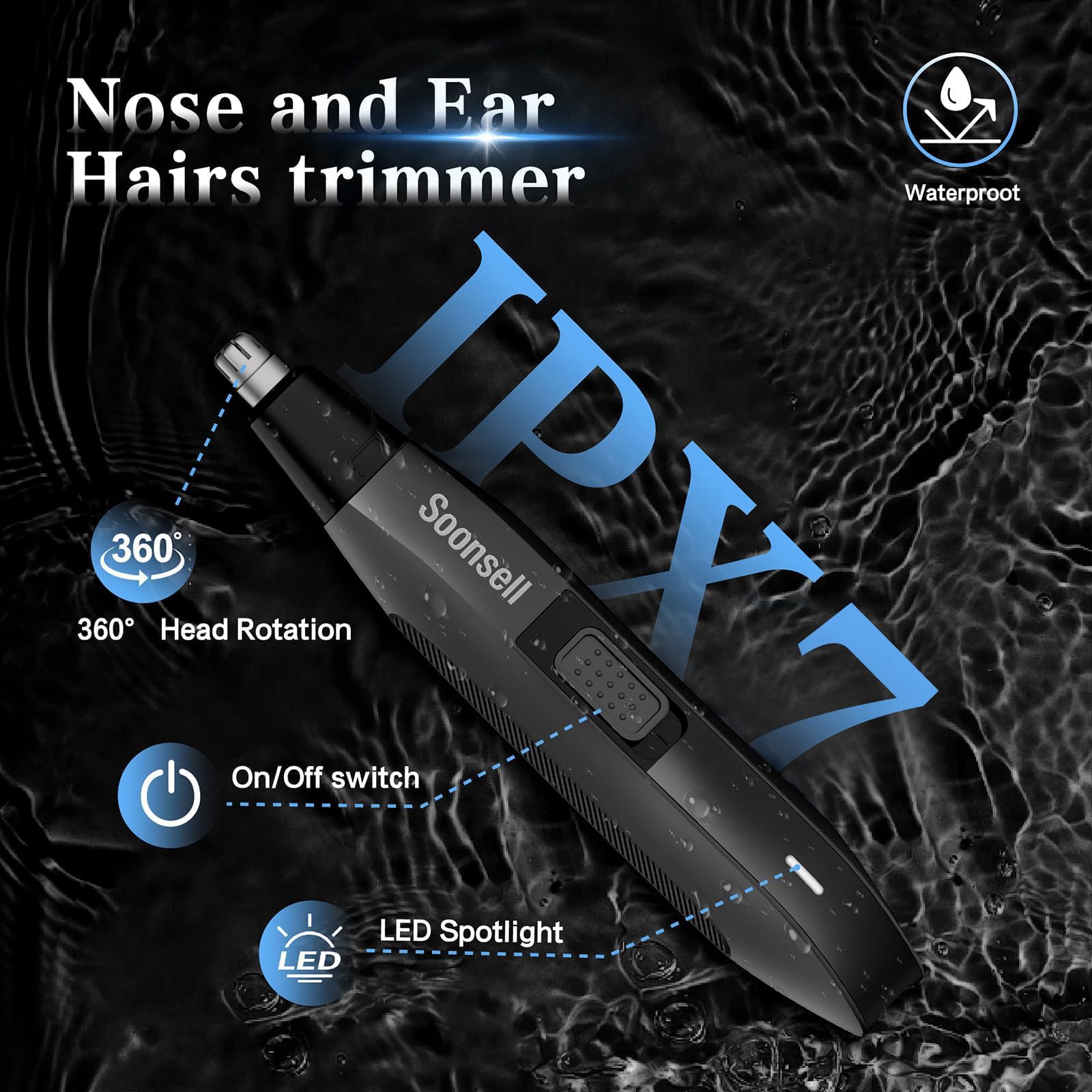 Soonsell Manscape Nose and Ear Trimmer provides precise grooming on the go.