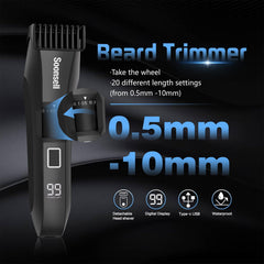 Soonsell Manscape IPX7 waterproof trimmer enables wet or dry use anywhere.