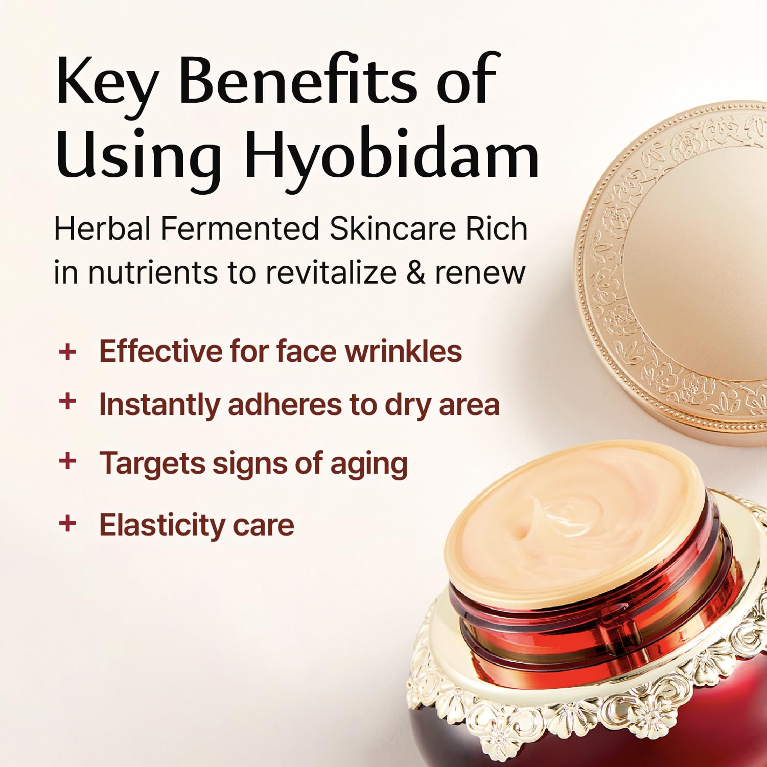 Sooryehan Hyobidam Baekhyodan herbal imagery highlights traditional moisture-rich ingredients.