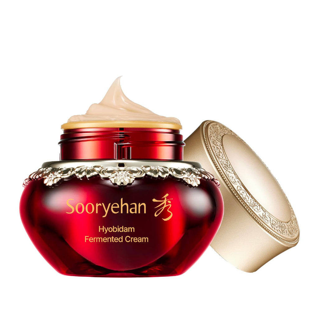 Sooryehan Hyobidam Fermented Cream bottle shows creamy texture for daily hydration