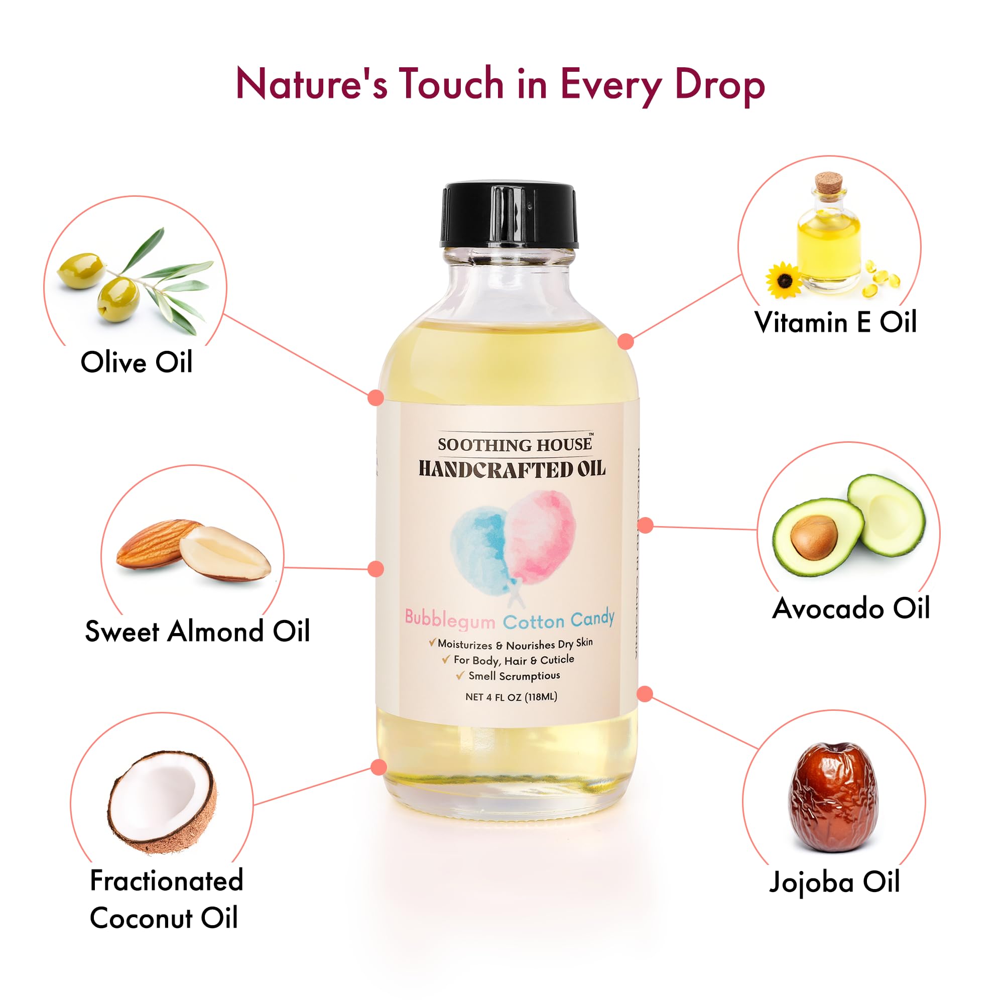Soothing House Bubblegum Cotton Candy Oil near cuticles: nail-bed nourishment.