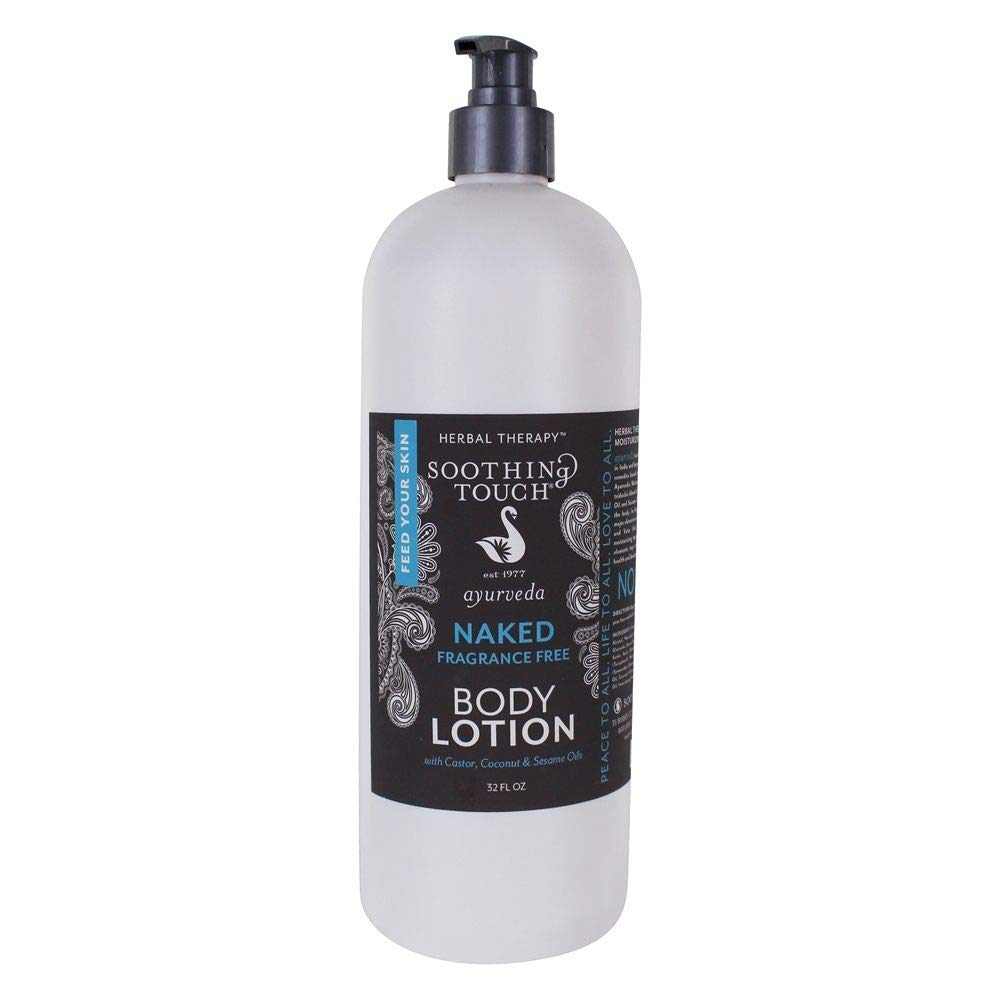 Soothing Touch Naked Body Lotion fragrance-free 32oz bottle delivers long-lasting hydration for dry skin.