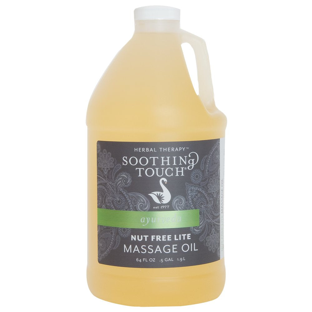 Soothing Touch Nut Free Oil bottle highlights a hydrating, water-dispersible moisturizer.