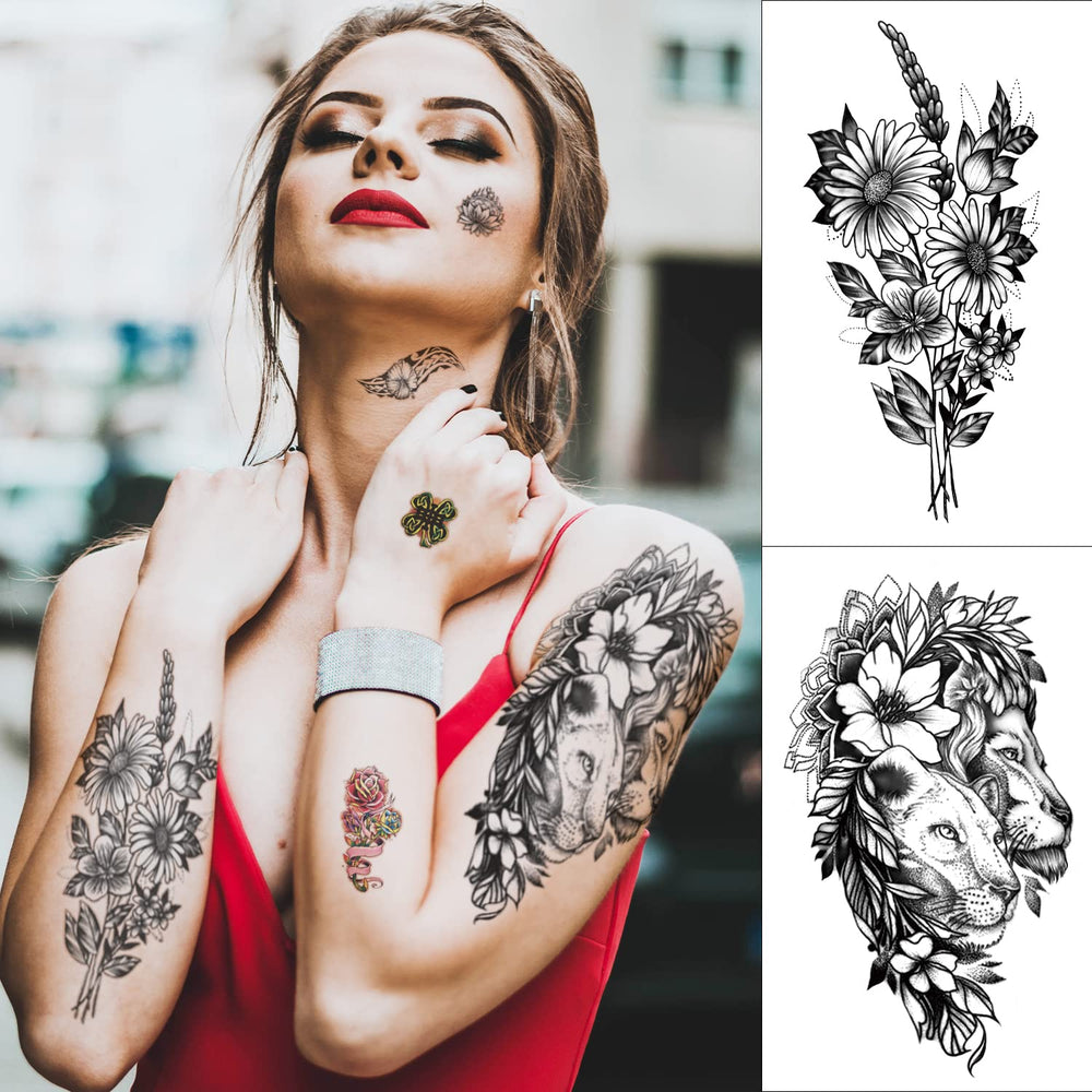 SOOVSY tatuajes temporales pequeños con calavera, diseño atrevido y moderno