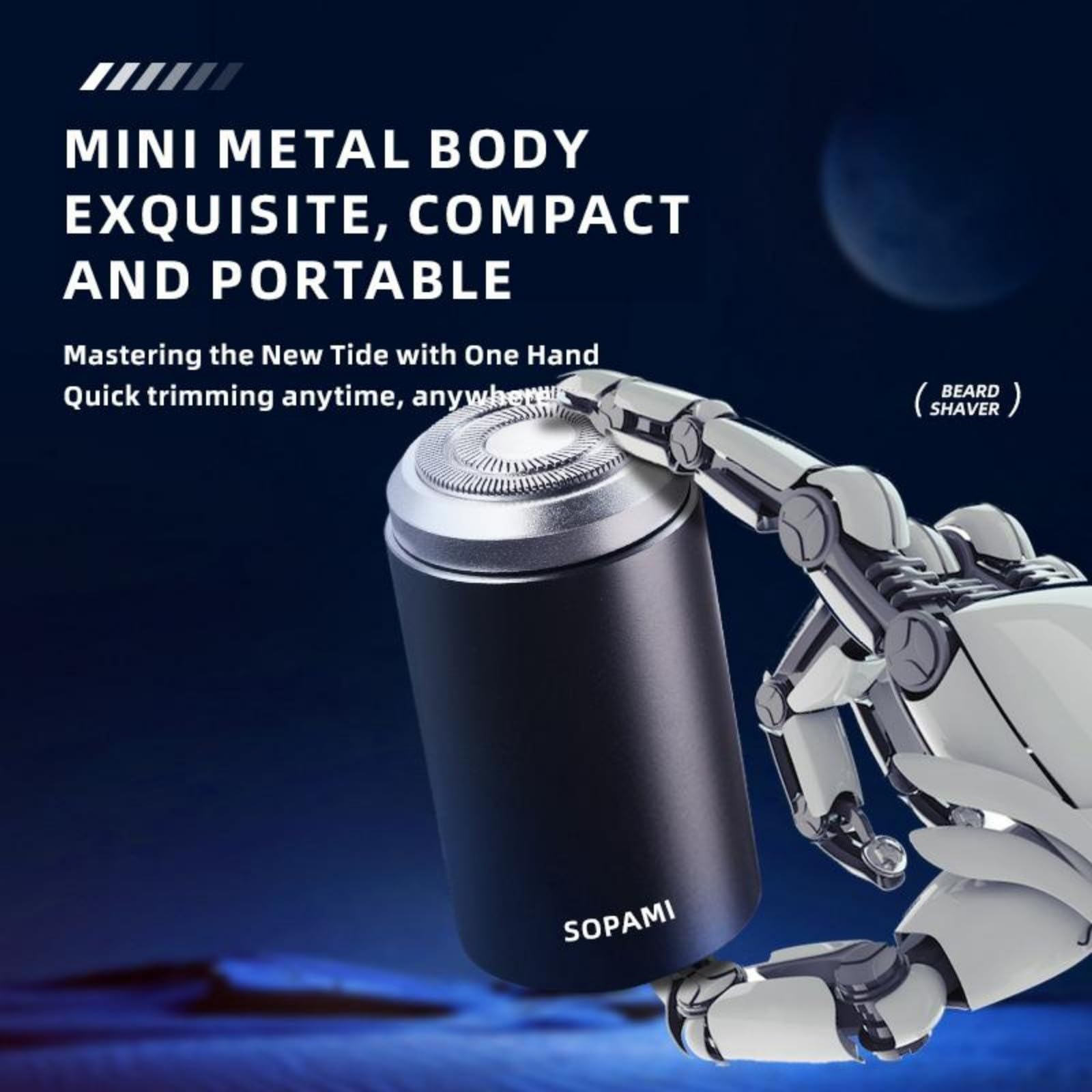 SOPAMI Mini Shaver IPX7 waterproof seal enables easy cleaning.
