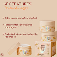 SOQU Rice Cream hand-application demonstrates smoothing glow