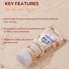 SOQU Rice Foam Cleanser Made in Korea label on packaging