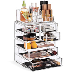 Sorbus acrylic makeup organizer with seven drawers and top compartments, easy-access storage