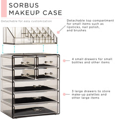 Sorbus organizer's jewelry section keeps accessories neatly displayed and protected.