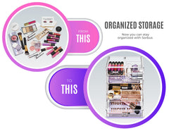 Sorbus acrylic makeup organizer small-drawers paired demonstrates jewelry and compact tool organization.