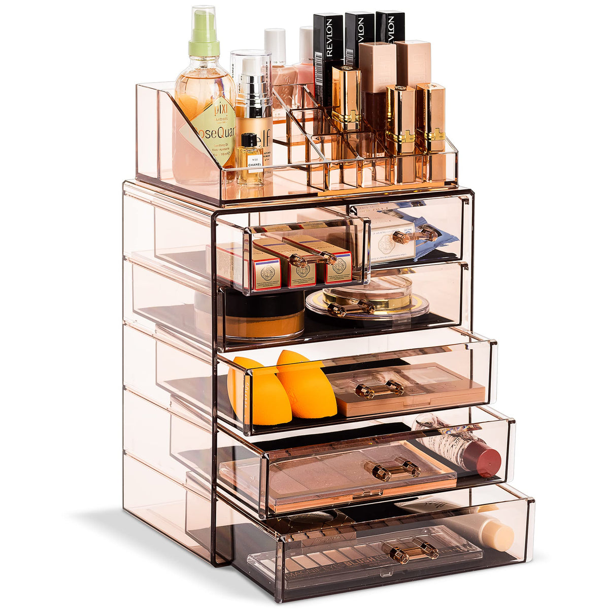 Sorbus makeup organizer top-compartment keeps brushes within easy reach