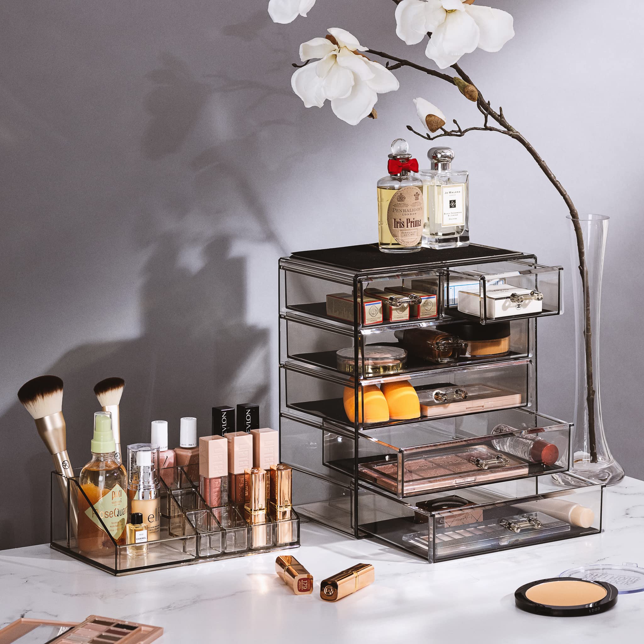 Sorbus acrylic makeup organizer wide drawers store larger cosmetics with clear visibility.