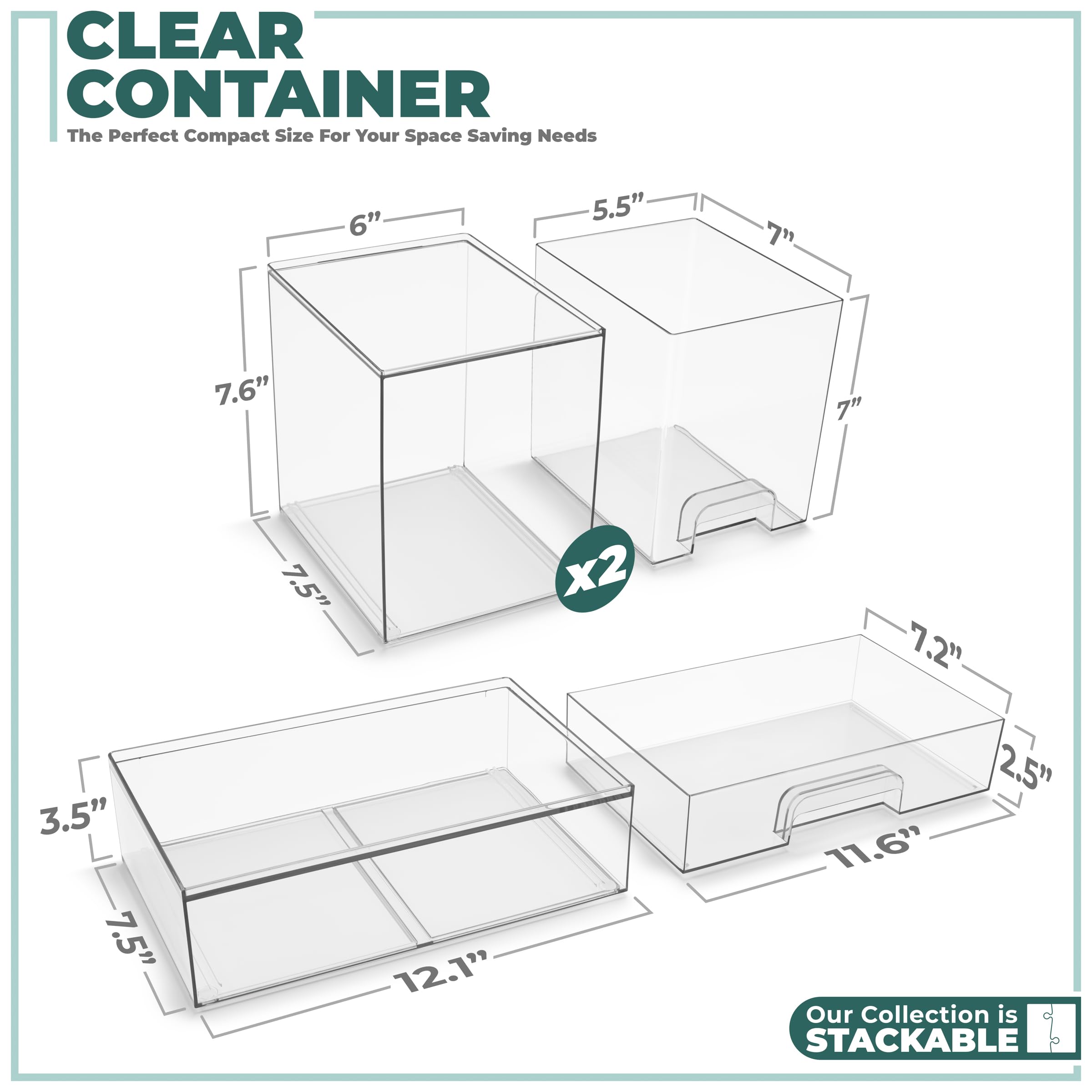 Sorbus acrylic storage 3-pack wide drawers open for makeup and skincare.