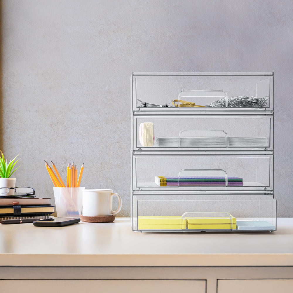 Sorbus acrylic storage drawer closeup with built-in handles for smooth gliding