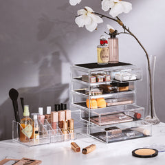 Sorbus clear acrylic storage highlights cosmetics at a glance for faster routines.