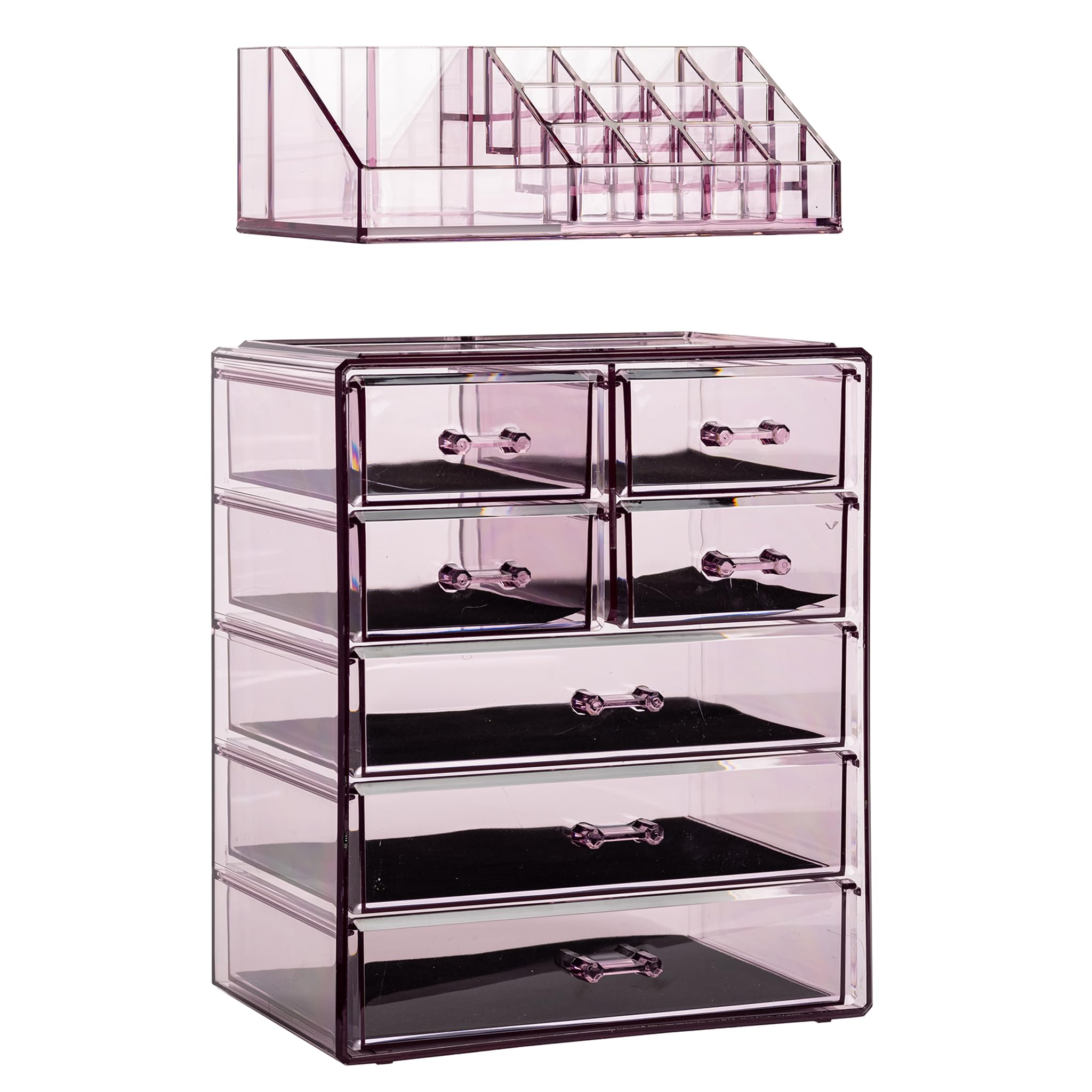 Sorbus clear cosmetic organizer dimensions fit snugly on most dresser surfaces