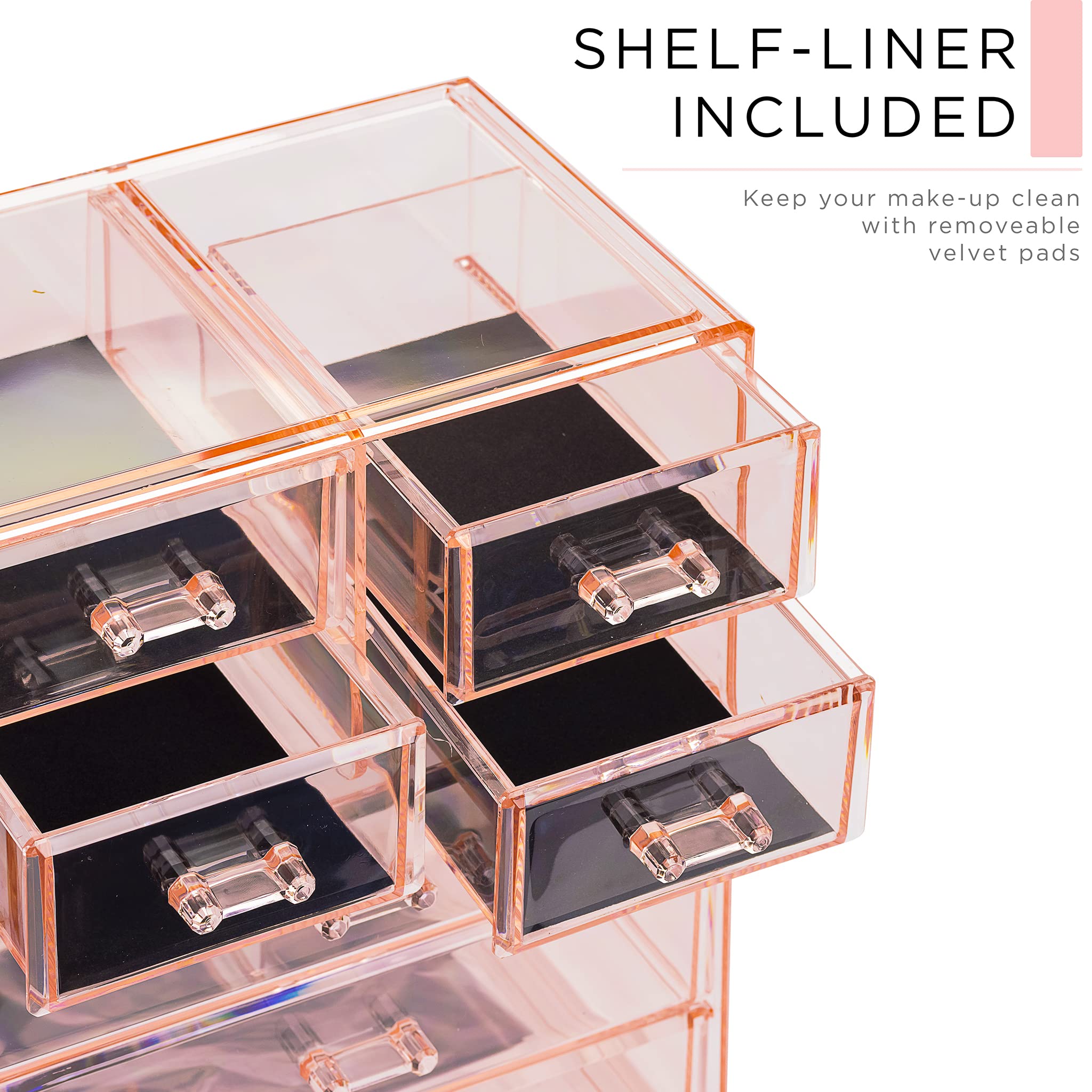 Sorbus clear cosmetic makeup organizer compact profile fits small dressers and bathroom vanities