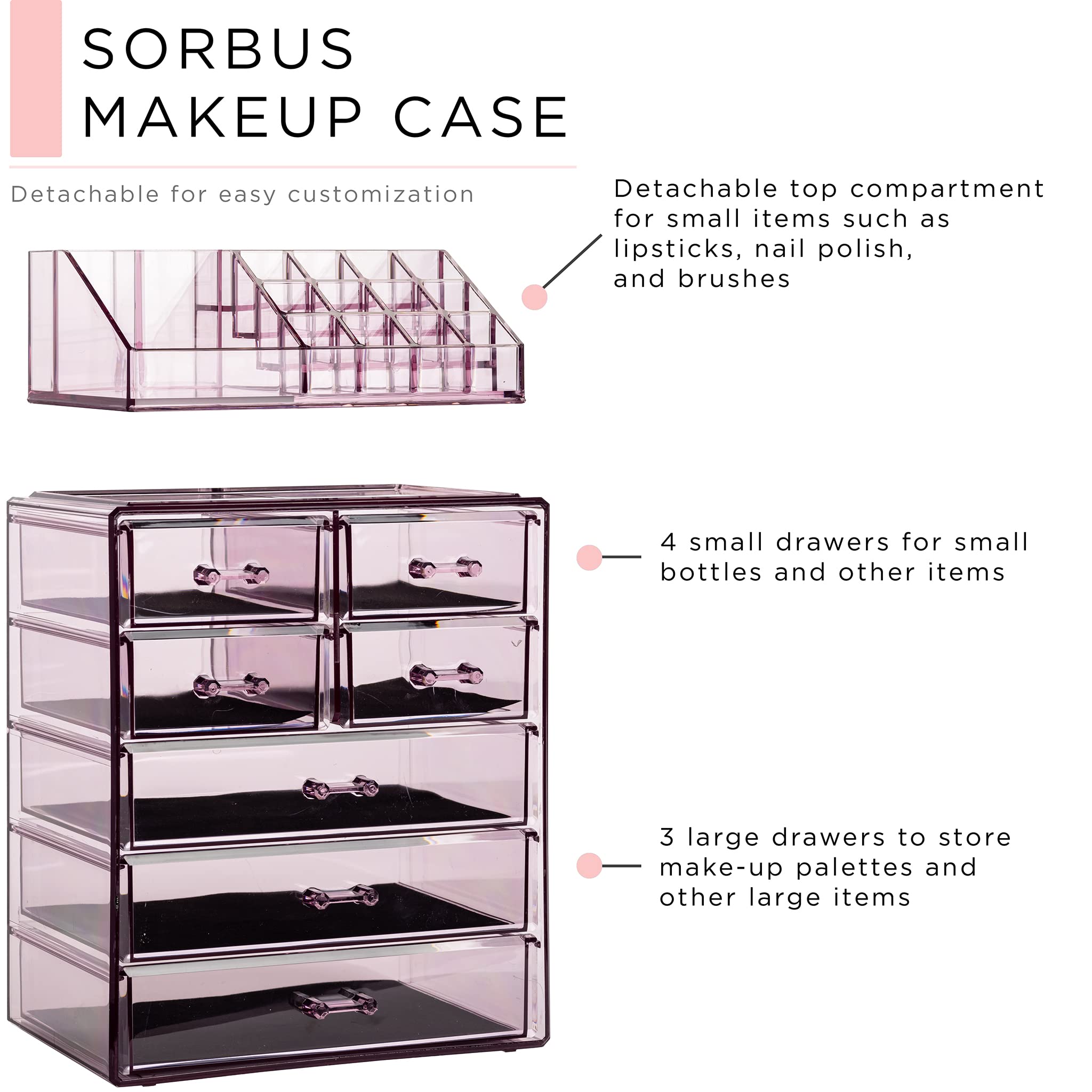 Sorbus clear cosmetic makeup organizer as jewelry storage, keeping necklaces and rings tangle-free
