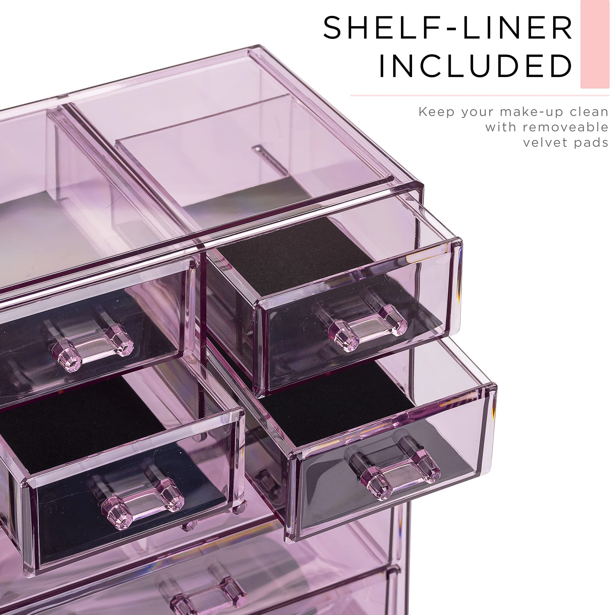 Sorbus clear cosmetic organizer with adjustable slots for brushes, lipsticks, and small tools
