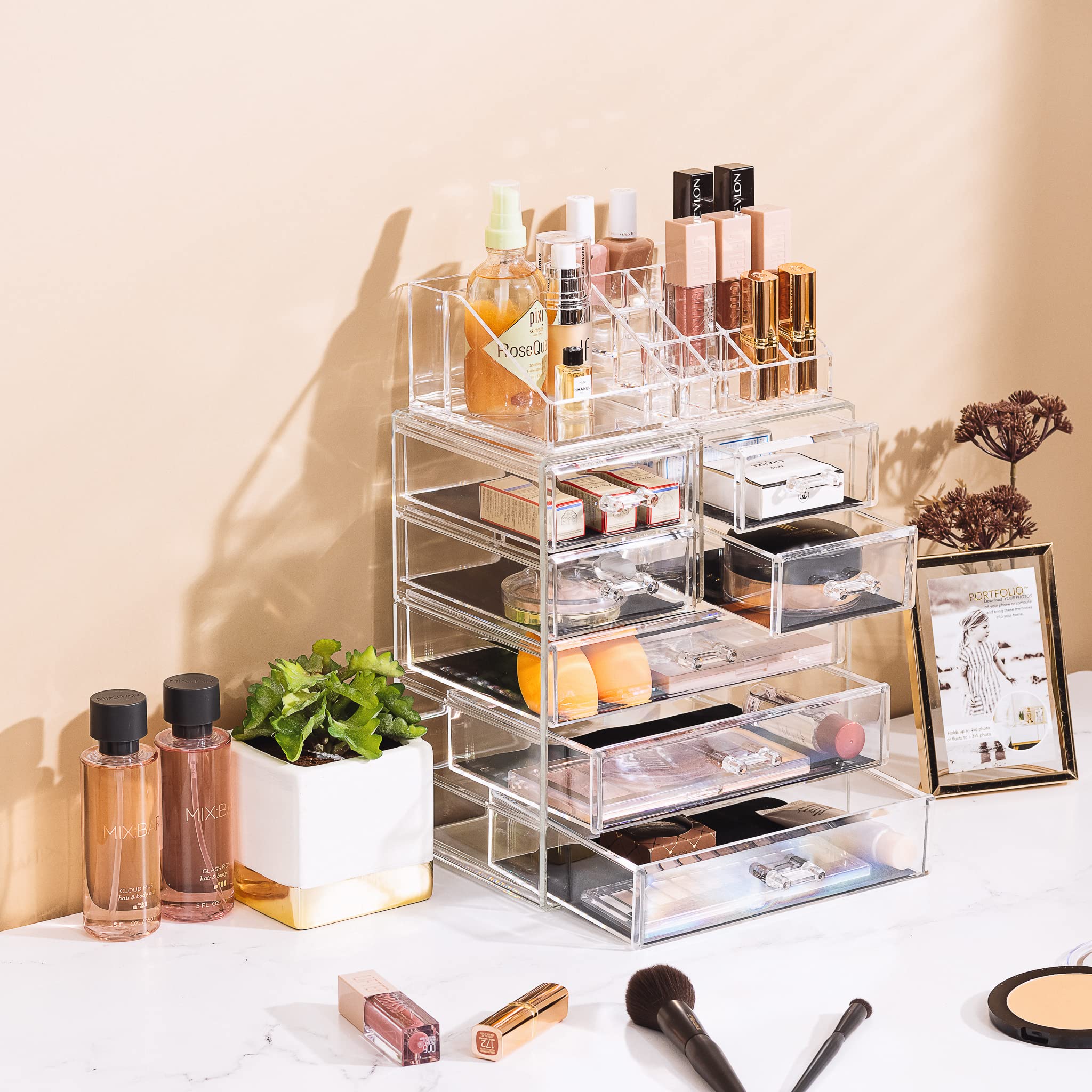 Sorbus compact vanity storage fits on countertops to maximize space