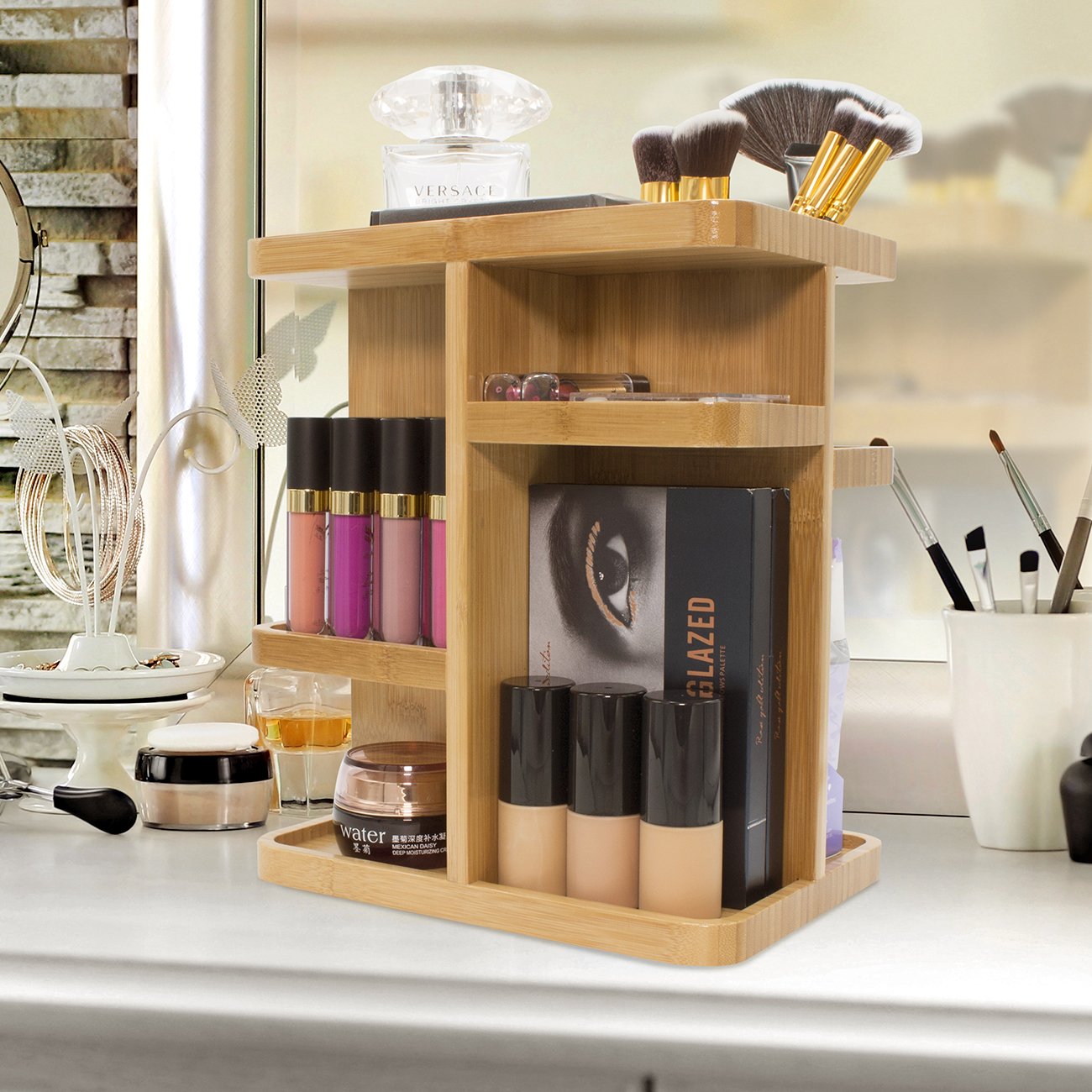 Sorbus durable bamboo construction combines rustic charm with practical storage.