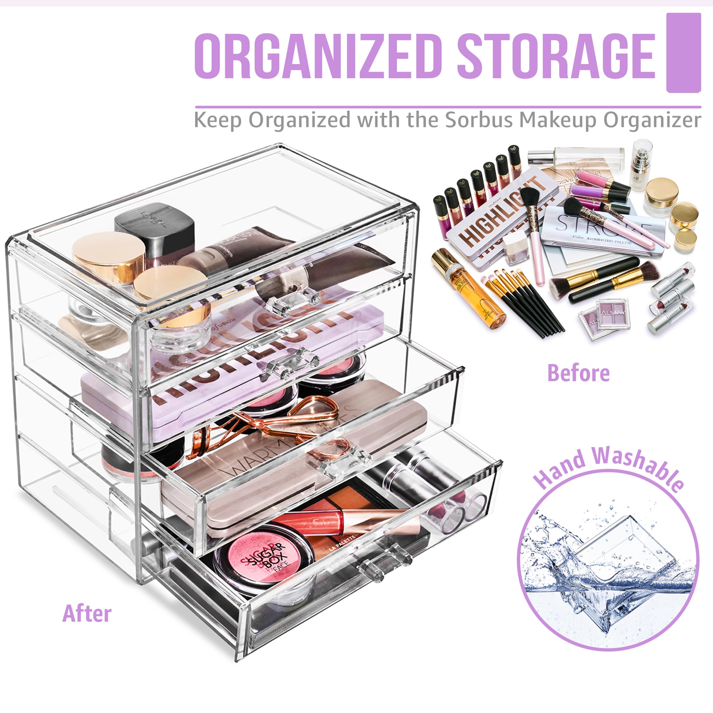 Sorbus lipstick storage drawer keeps tubes easy to grab and replace.