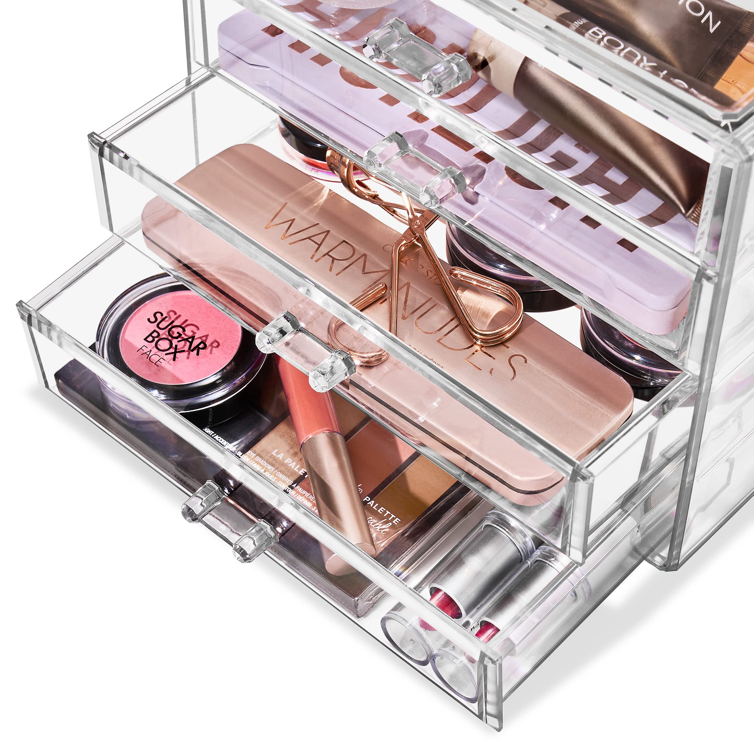 Sorbus vanity countertop display makes compact storage look tidy.