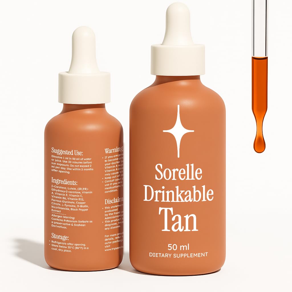 Sorelle Beauty tanning drops bottle for a gradual natural glow from within
