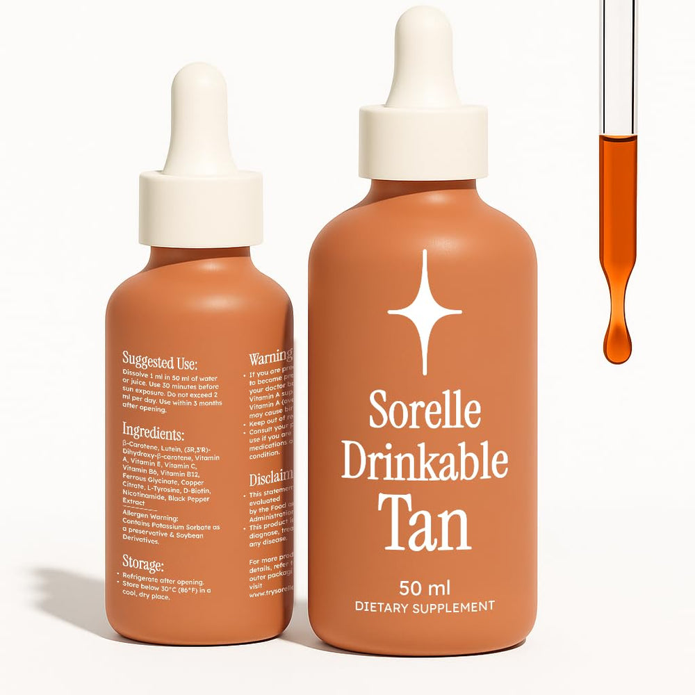 Sorelle Beauty tanning drops bottle for a gradual natural glow from within