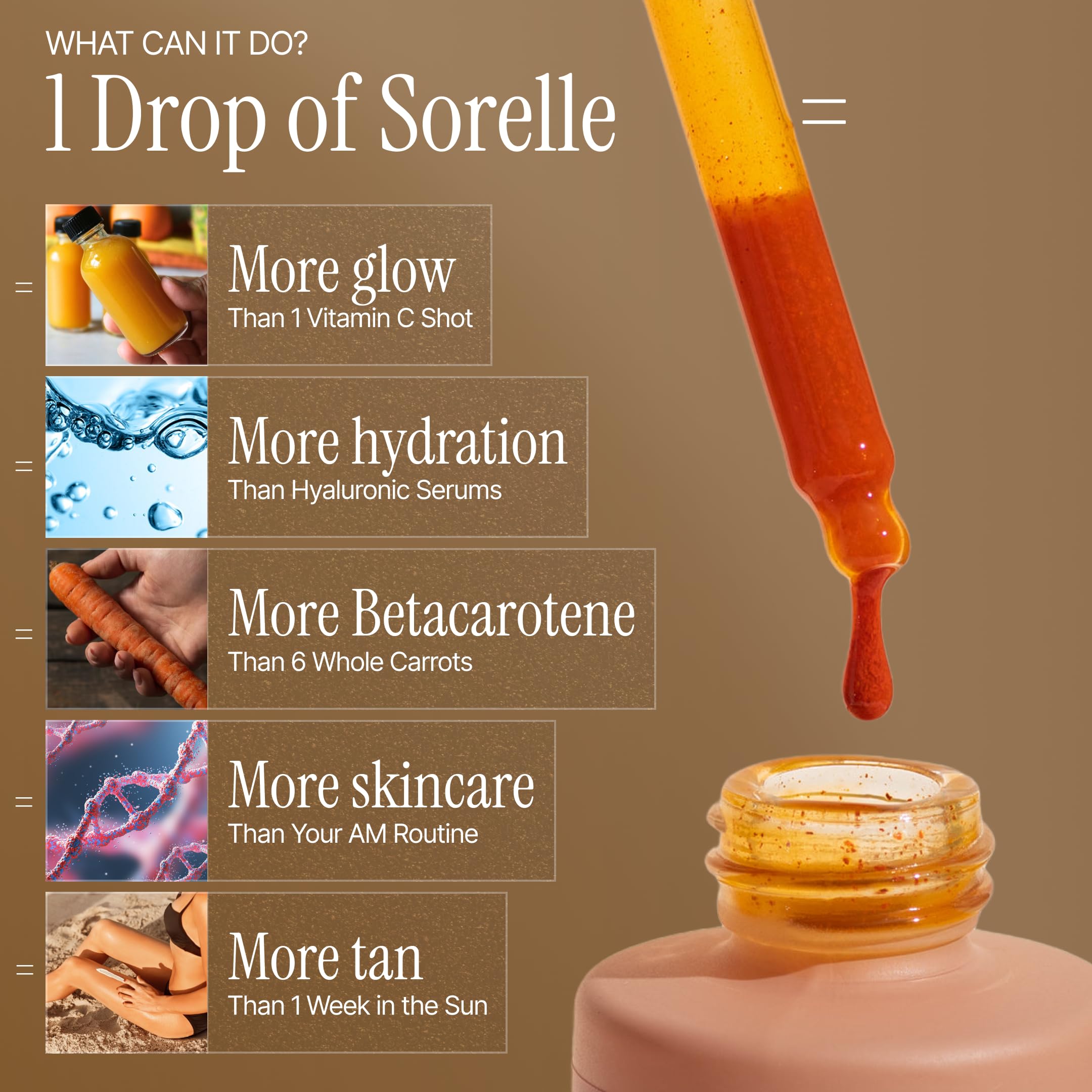 Sorelle Beauty tanning drops mixed into water for a seamless, taste-free glow
