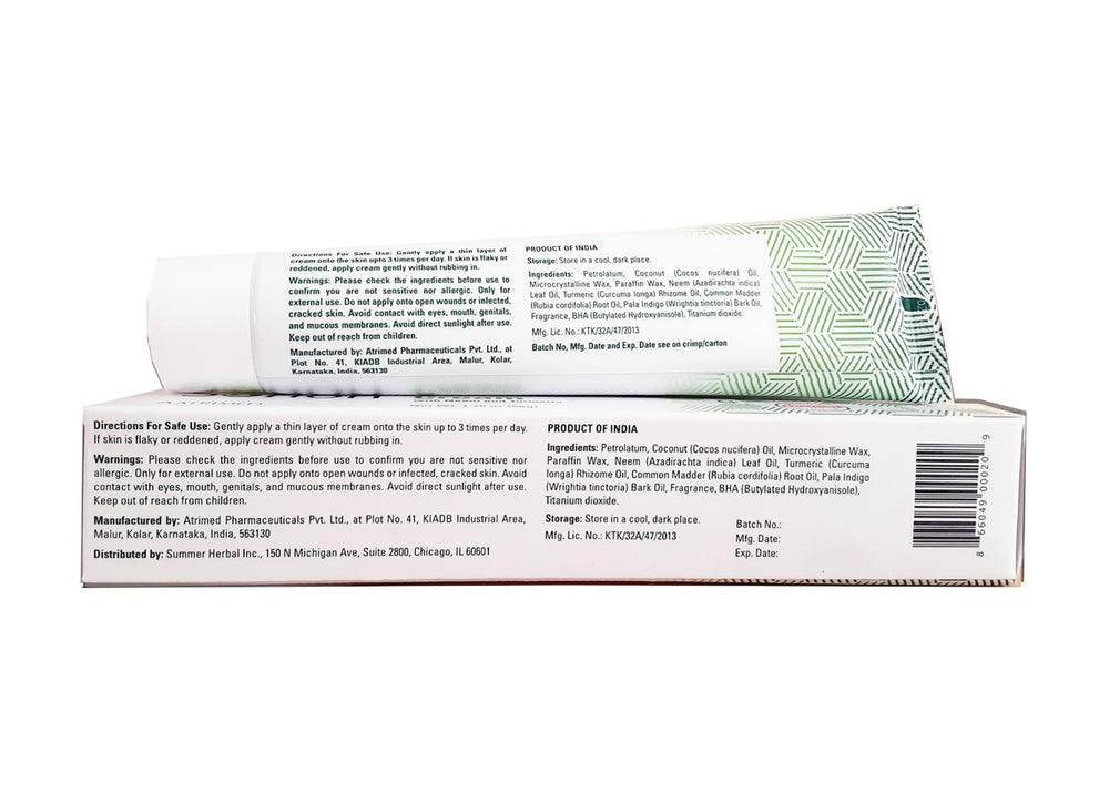 Sorion Cream neem turmeric leaves image emphasizing plant based care