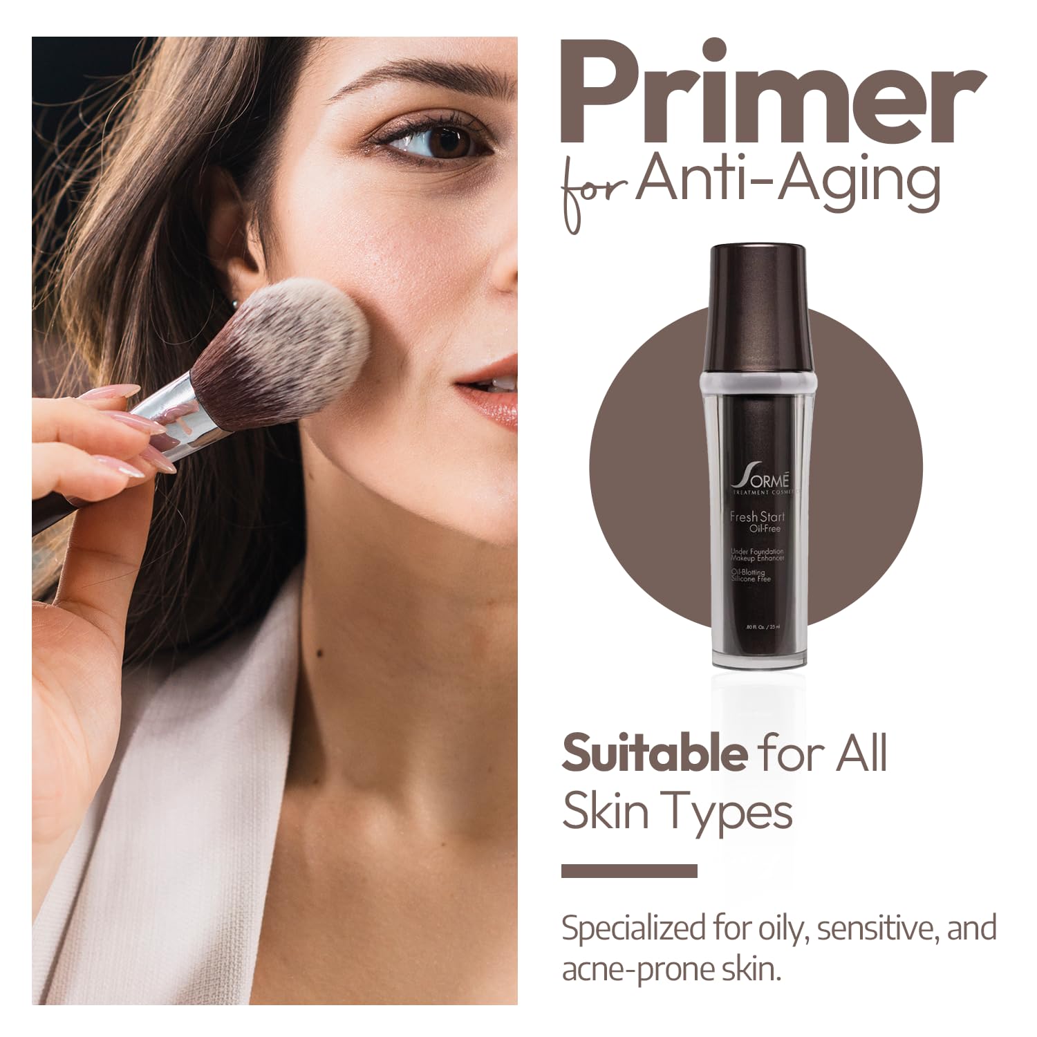 SORMÉ Fresh Start primer-dermaxyl anti-aging highlights visible lines for smoother appearance