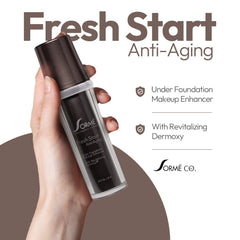 SORMÉ Fresh Start primer-hydration-vitamins showcases dewy look on dry skin