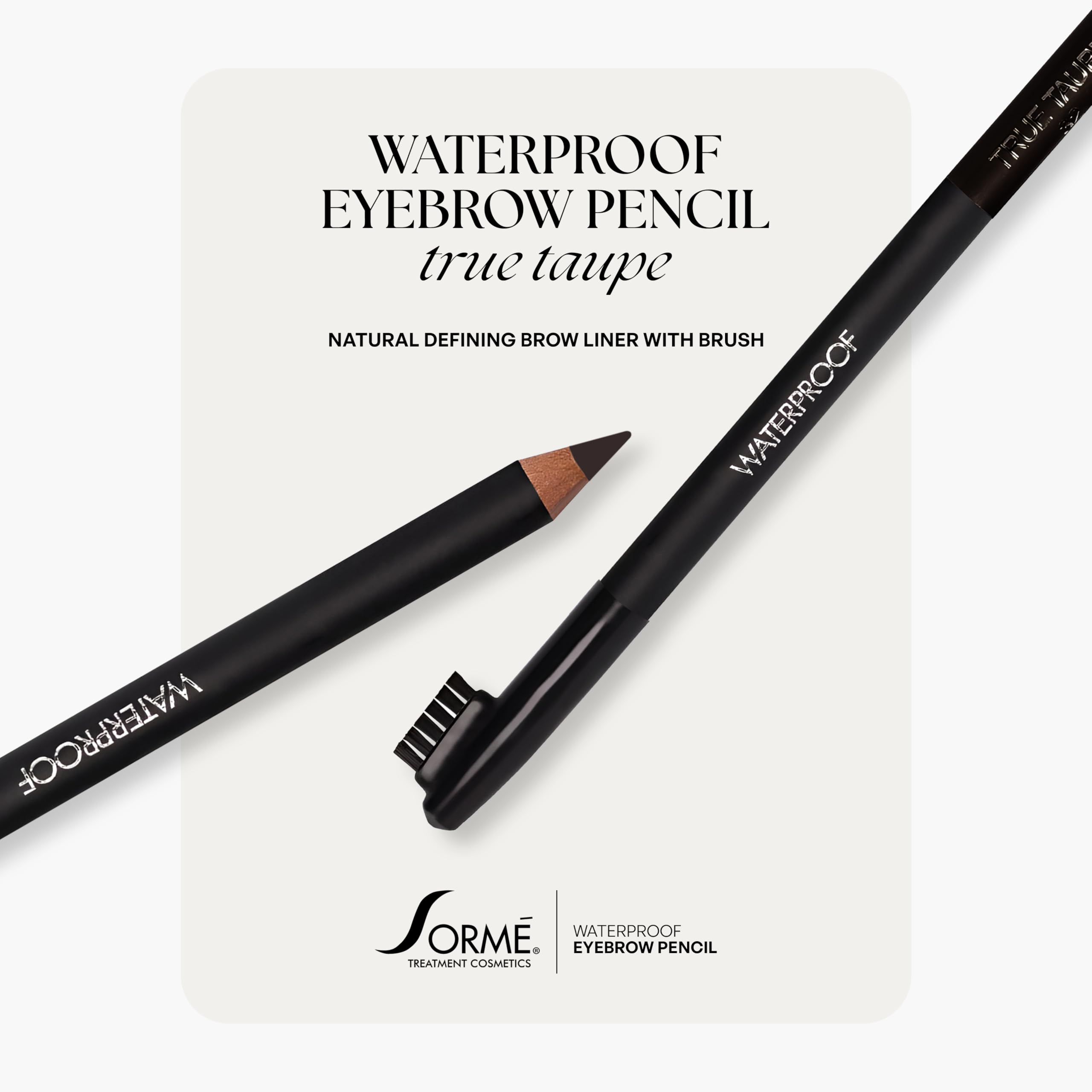 Lápiz Sormé con forma cuadrada para control preciso de cejas definidas.