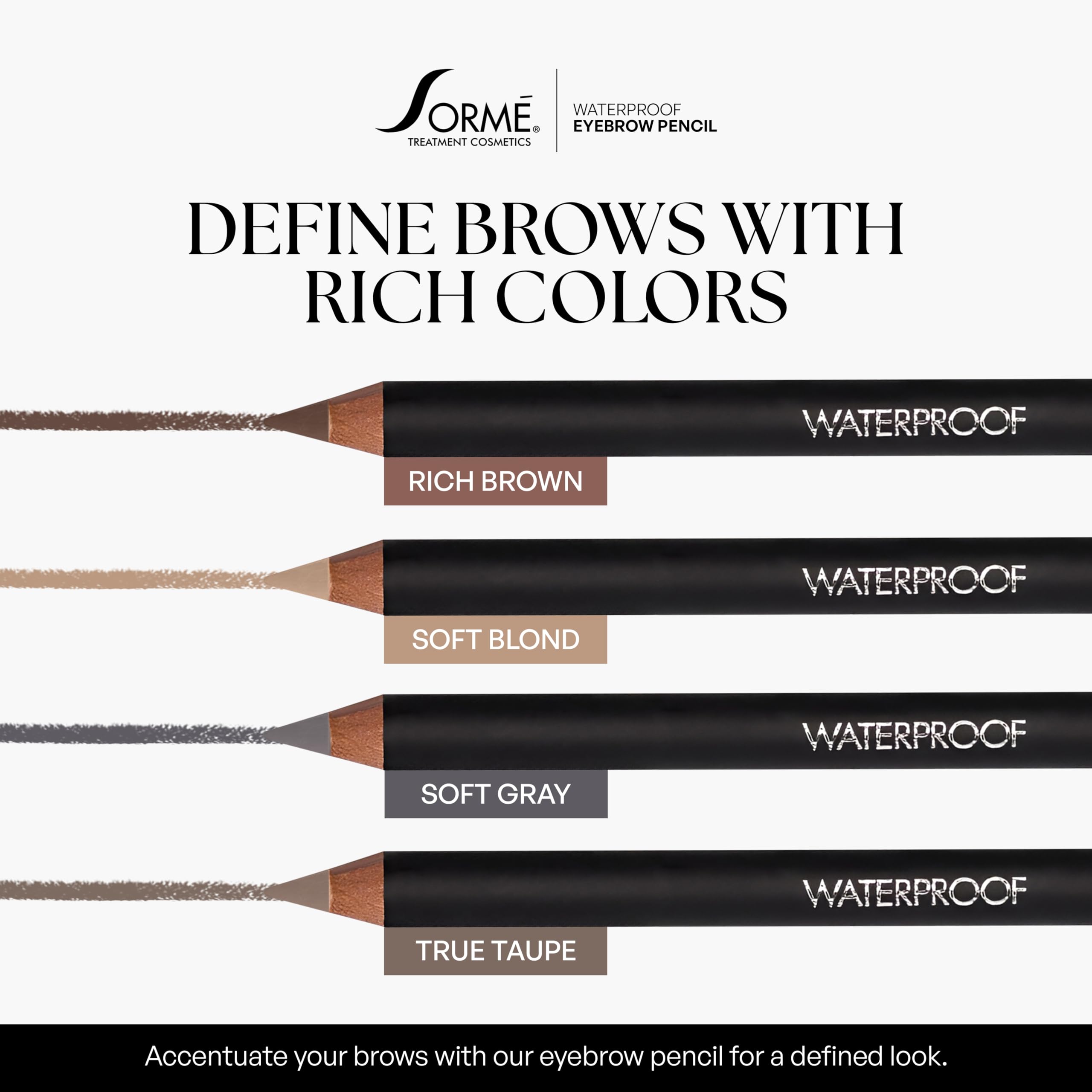Sorme waterproof brow pencil worn in daylight for defined brows