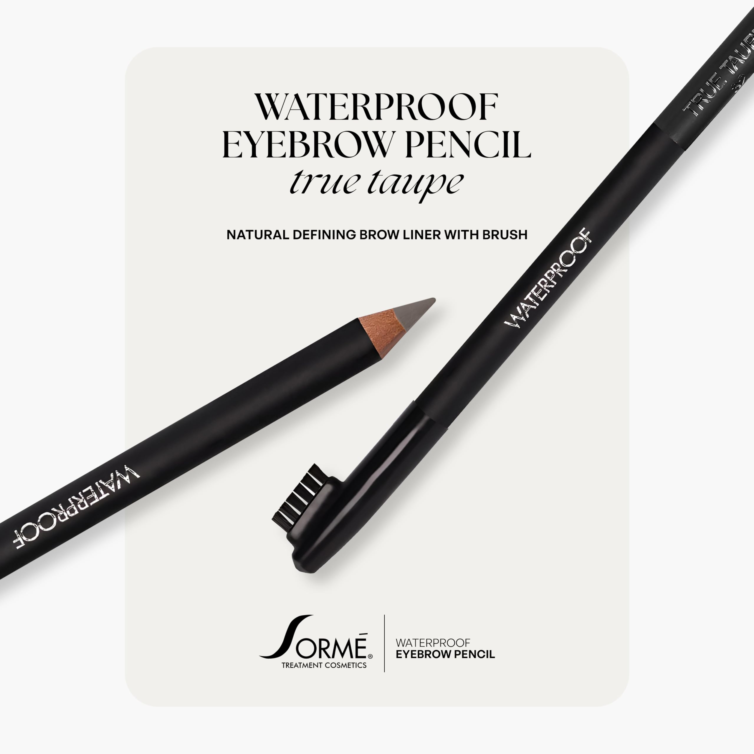 Sorme brow pencil with built-in spoolie for shaping and blending