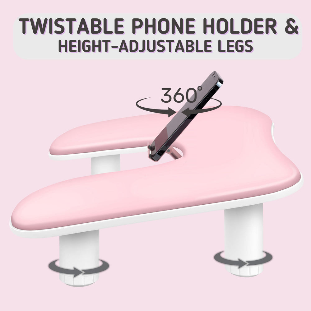 Sorreni rotating phone holder arm rest enables hands-free client experiences