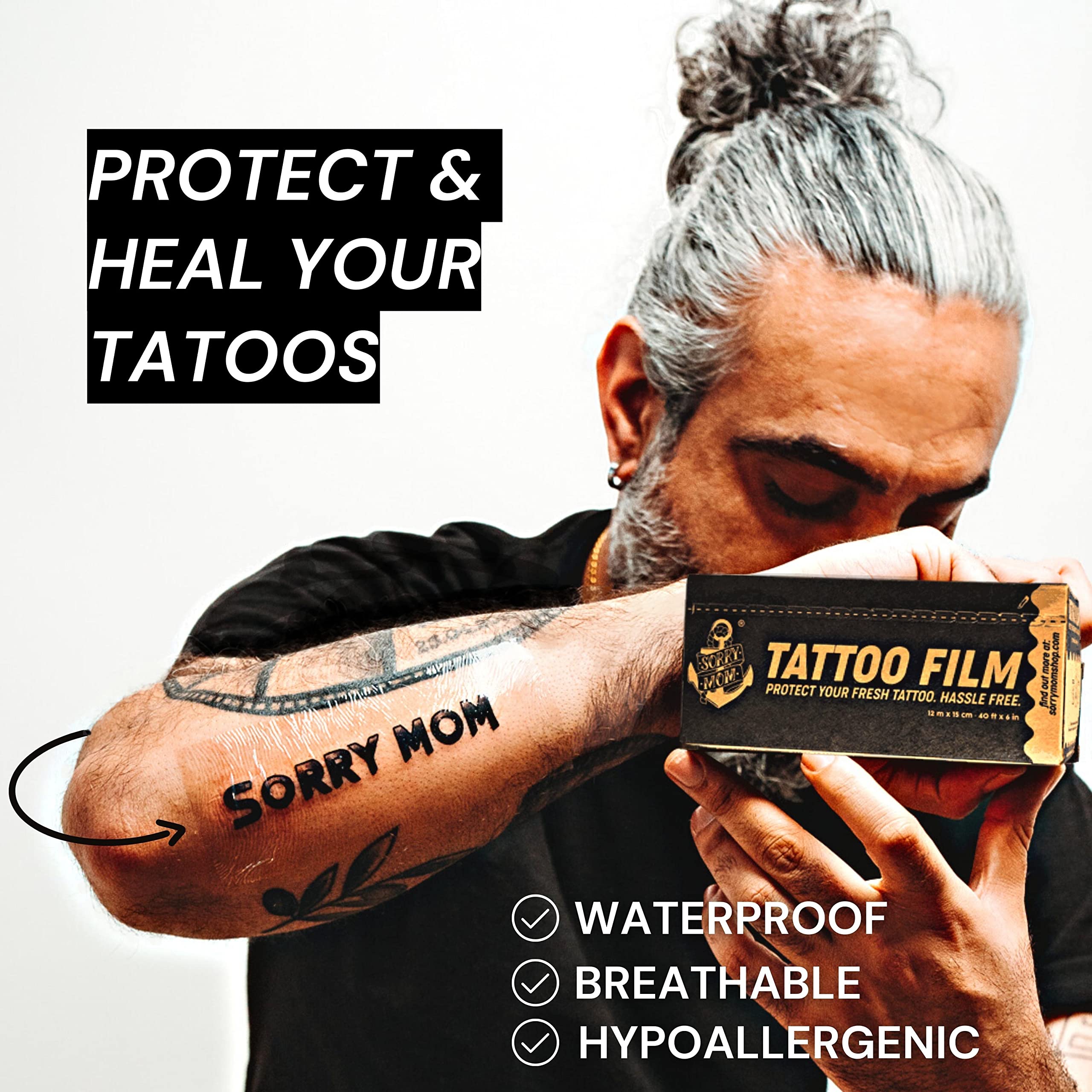 Sorry Mom tattoo wrap cuttable elasticity eases application on curves and joints