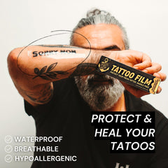 Sorry Mom tattoo bandage elastic-cut design enables easy application on curves