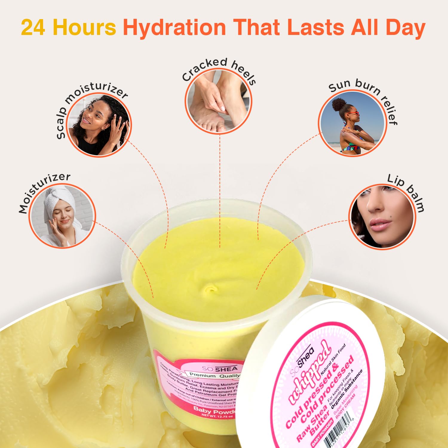 SoShea vegan, dye-free, parabens-free formula protects sensitive skin.