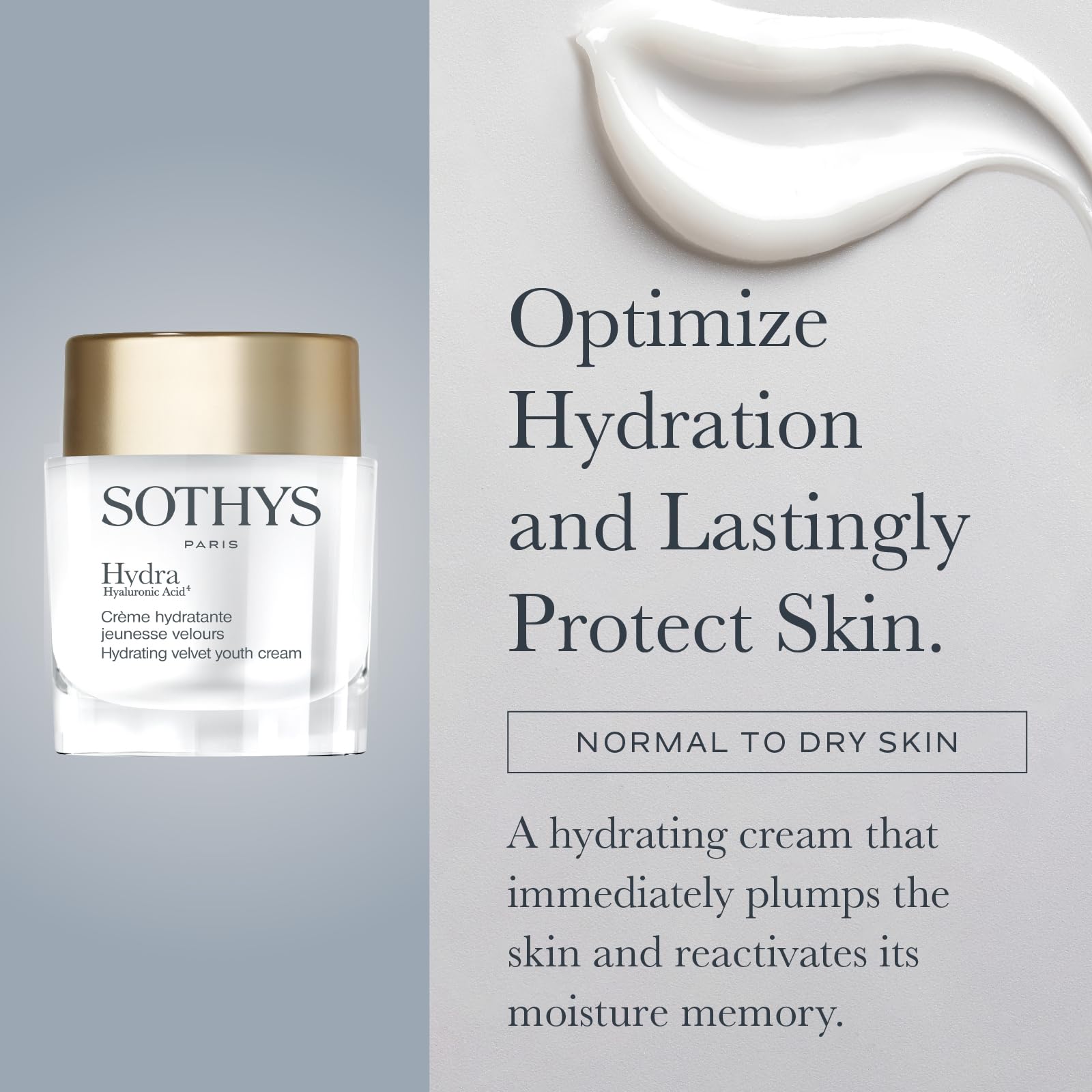 SOTHYS Hydrating Velvet Youth Cream texture swirl illustrating rich cream that nourishes dry skin
