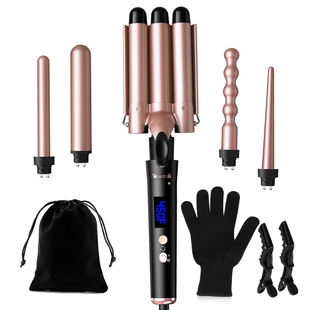 SOUKENGEN 5-in-1 curling iron set with storage bag enables organized home styling sessions.
